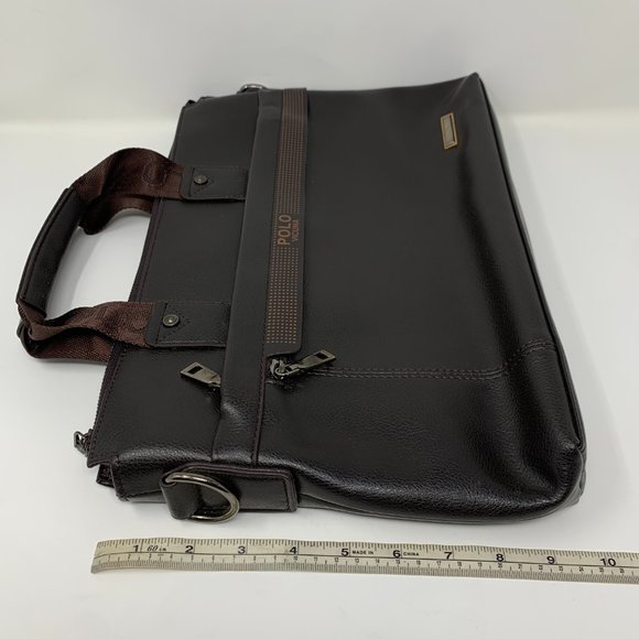 Polo Vicuna Messenger Bag Brown Business Casual Leather Zip Up Laptop Slot 14x10 - Picture 8 of 8